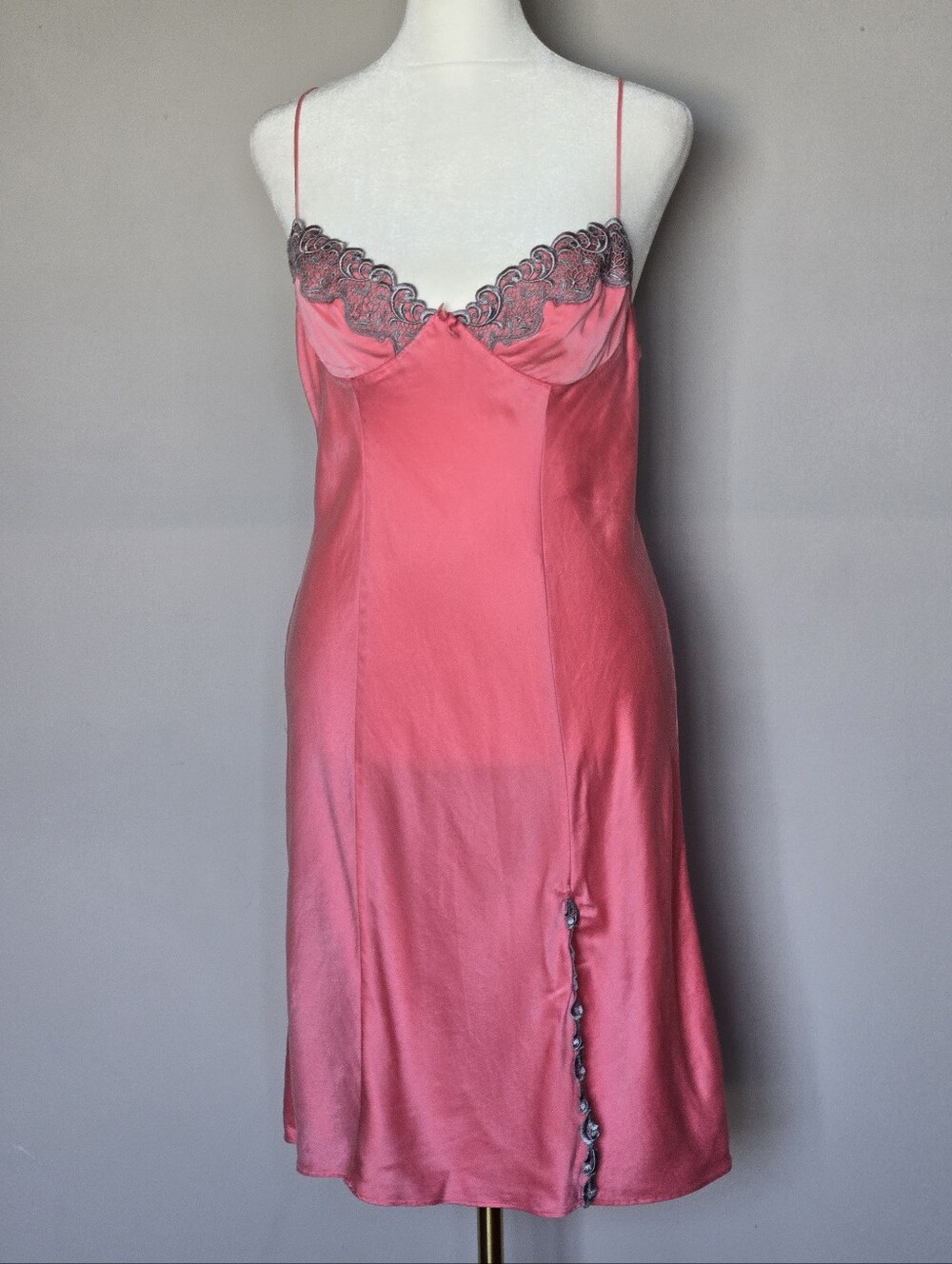 Vintage Victoria’s Secret 90s Bias Cut Rose Pink 100% Silk Slip Dress Size M - Picture 10 of 13